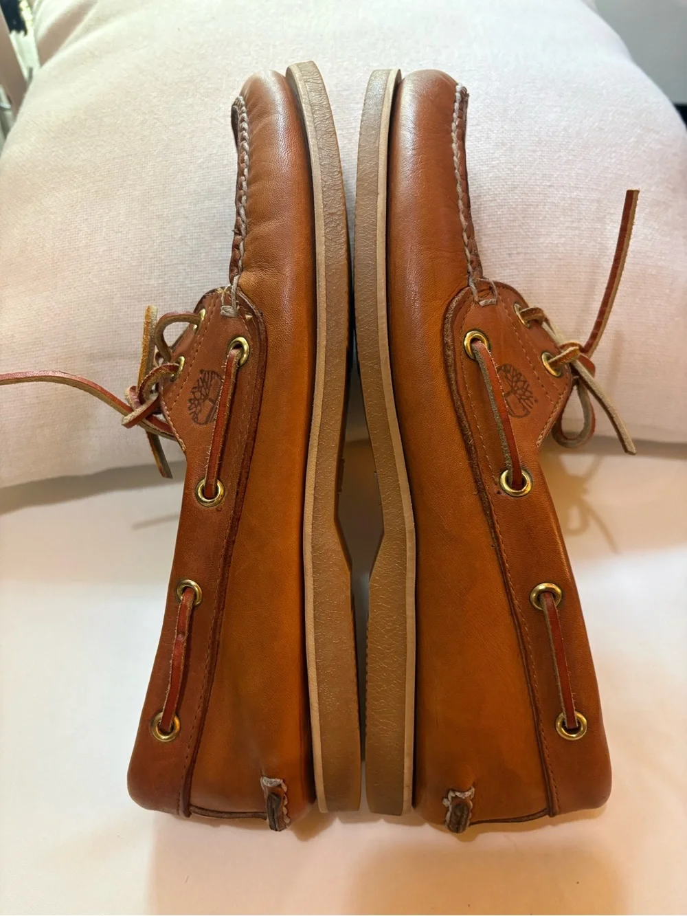 Timberlands 2 Eye Men's Classic Brown Leather Boat Shoes. Size 10